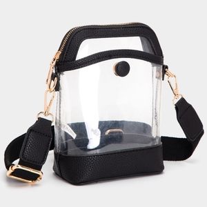 Black Clear Transparent Crossbody Bag Purse Leather Casual Womens Accessory